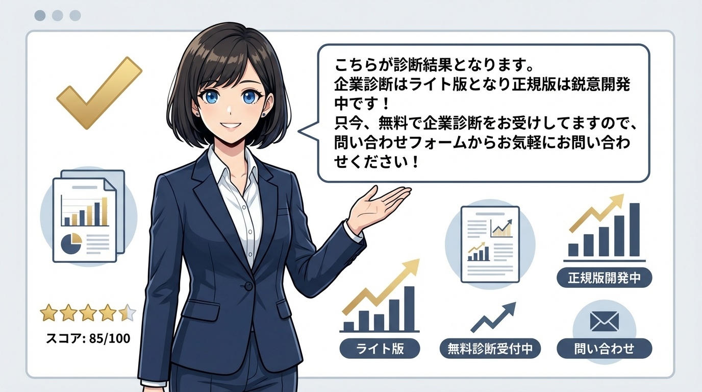 ライト版となります。鋭意開発中です。企業診断のコンサルティングは無料で受け付けております